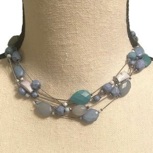 Women's 4 Strand Beaded Blue Necklace